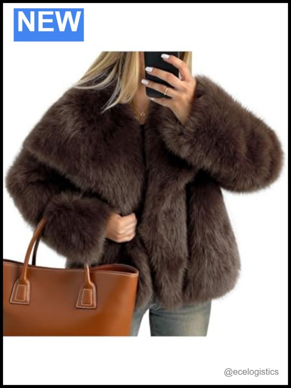 Women Faux Fur Coat Lapel Collar Shaggy Warm Short Fluffy Jacket